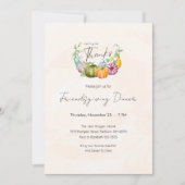 水彩のカボチャの友人感謝祭パーティー 招待状 (正面)