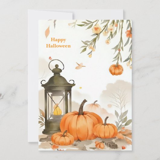 水彩のカボチャの静物 ハロウィンの挨拶 シーズンカード (正面)
