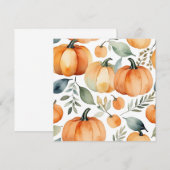 水彩のカボチャ模様の秋の背景 招待状 (正面/裏面)