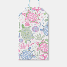 水彩のカメたち 海 ギフトタグ