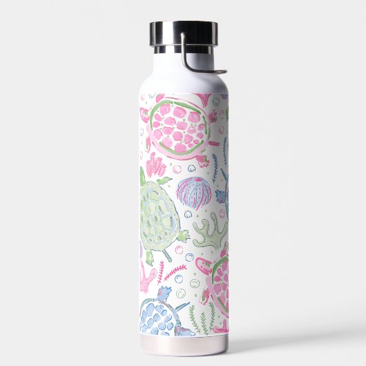 水彩のカメ 海の世界 ウォーターボトル (左面)