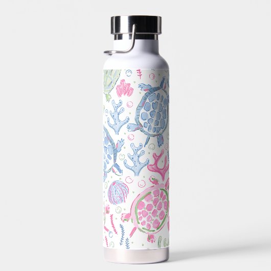 水彩のカメ 海の世界 ウォーターボトル (右面)