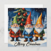 水彩のカラフルなクリスマスノームの冬の森 シーズンカード (正面/裏面)