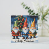 水彩のカラフルなクリスマスノームの冬の森 シーズンカード (スタンド正面)