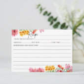 水彩のカラフルなピンクの花のレシピカード 招待状 (スタンド正面)