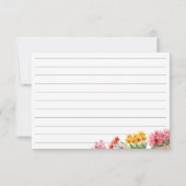 水彩のカラフルなピンクの花のレシピカード 招待状 (裏面)