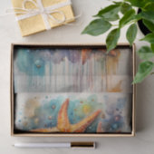 水彩のカラフル星航海の魚の分離 薄葉紙 (ギフト)