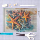 水彩のカラフル星航海の魚の分離 薄葉紙 (クラフト)