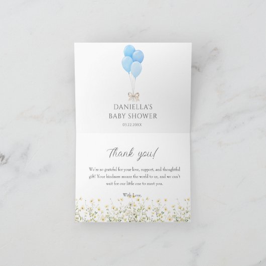 水彩のガチョウの男の子 ベビーシャワー 感謝カード (内部)