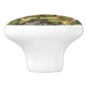 水彩のキノコ 岩 グリーンシダ セラミックノブ (側面)