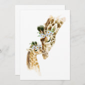 水彩のキリン親子 招待状 (正面/裏面)