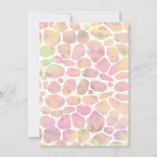 水彩のキリン 女の子の誕生日 招待状 (裏面)