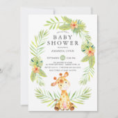 水彩のキリン 赤ちゃん歓迎会 招待状 (正面)