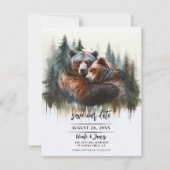 水彩のクマの田舎風ワイルド Save the Date 招待状 (正面)