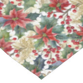 水彩のクリスマスパターン ポインセチアとホーリー テーブルクロス (アングル)