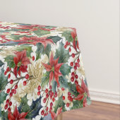 水彩のクリスマスパターン ポインセチアとホーリー テーブルクロス (インサイチュ)