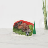 水彩のクリスマス·ボクサー，お洒落メッセージ カード (正面)