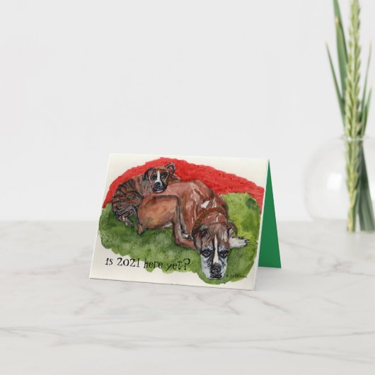 水彩のクリスマス·ボクサー，お洒落メッセージ カード (正面)