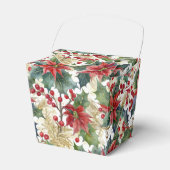 水彩のクリスマス　ポインセチアとホーリー フェイバーボックス (正面サイド)