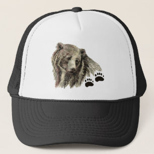 水彩のクロクマ野生動物自然アート キャップ