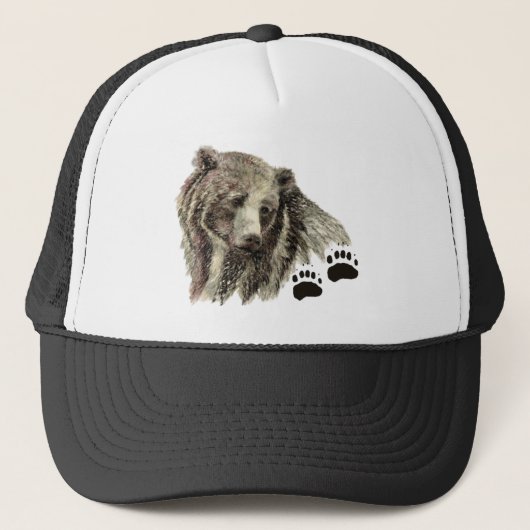 水彩のクロクマ野生動物自然アート キャップ (正面)