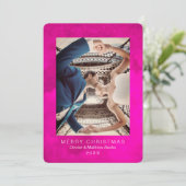 水彩のクロッカス ピンクのペガサス クリスマスカード 招待状 (スタンド正面)