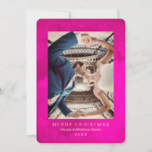 水彩のクロッカス ピンクのペガサス クリスマスカード 招待状 (正面)