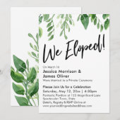 水彩のグリーンが可愛らしい！私たちは式場を飛び出して結婚したの！ 受付のみ 招待状 (正面/裏面)
