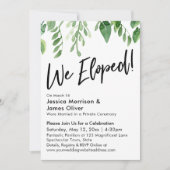 水彩のグリーンが可愛らしい！私たちは駆け落ち結婚式しました！ 受付のみ 招待状 (正面)