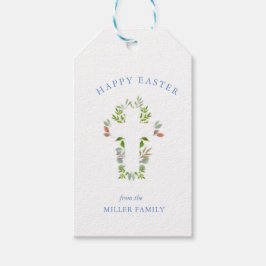 水彩のグリーンとクロスのイースターギフトタグ ギフトタグ