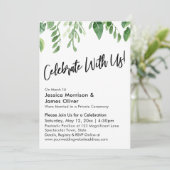 水彩のグリーンと手書きで「私たちと一緒にお祝いしよう」 招待状 (スタンド正面)