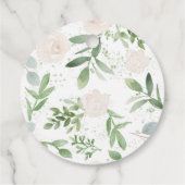 水彩のグリーンと白い花の感謝 フェイバータグ (裏面)