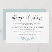 水彩のグリーンウェディング　予定変更のお知らせカード 招待状 (正面/裏面)