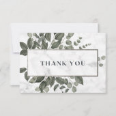 水彩のグリーンリーフ サンキューカード (正面)