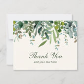 水彩のグリーンリーフ 課題終了のお礼 サンキューカード (正面)