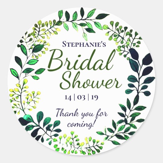 水彩のグリーン | ブライダルシャワー 感謝 ラウンドシール
