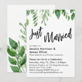 水彩のグリーン　結婚おめでとう 招待状 (正面/裏面)