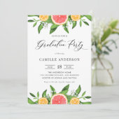 水彩のグレープフルーツとオレンジの卒業パーティー 招待状 (スタンド正面)