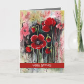 水彩のケシの花   カード (正面)