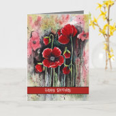 水彩のケシの花 カード (黄色い花)