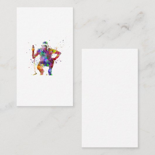 水彩のゴルフ選手 名刺 (正面/裏面)