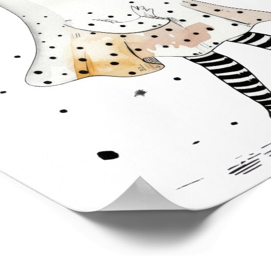 水彩のゴーストとヒマワリの不思議なハロウィン ポスター (角)