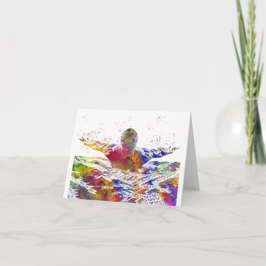 水彩のサッカー選手 サンキューカード (正面)