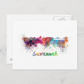 水彩のサバンナのスカイライン ポストカード (正面/裏面)