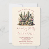 水彩のサボテンとワゴン素朴ホイール結婚 招待状 (正面)