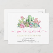 水彩のサボテンカッコいいの多肉植物を移動 案内ポストカード (正面/裏面)