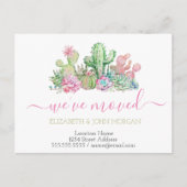 水彩のサボテンカッコいいの多肉植物を移動 案内ポストカード (正面)