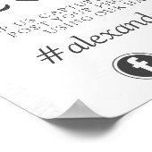 水彩のサボテン ウェディングハッシュタグ フォトサイン ポスター (角)