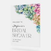 水彩のサボテン 夏のブライダルシャワー ウェルカム アクリルサイン (傾斜)