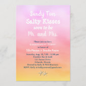 水彩のサンディ・トゥーズ・エンゲージメントパーティー・サンセット 招待状 (正面)